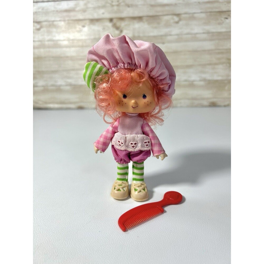 Vtg 1979 80s Strawberry Shortcake Doll Raspberry Tart Red Comb Pink Curly Hair